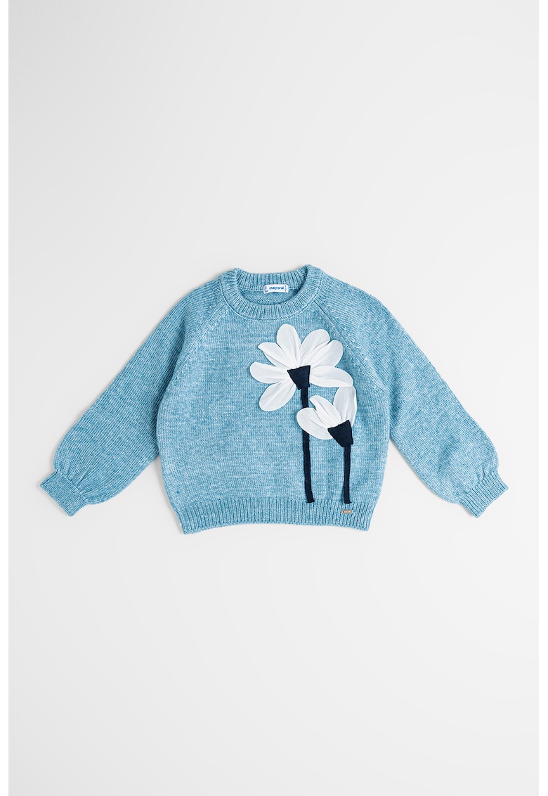Pulover tricotat cu aplicatii florale