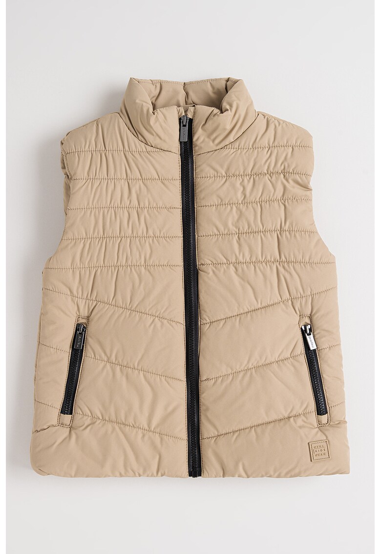 Vesta matlasata cu fermoar - Maro taupe