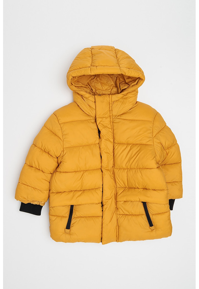 Geaca cu gluga si buzunare laterale - Galben sofran