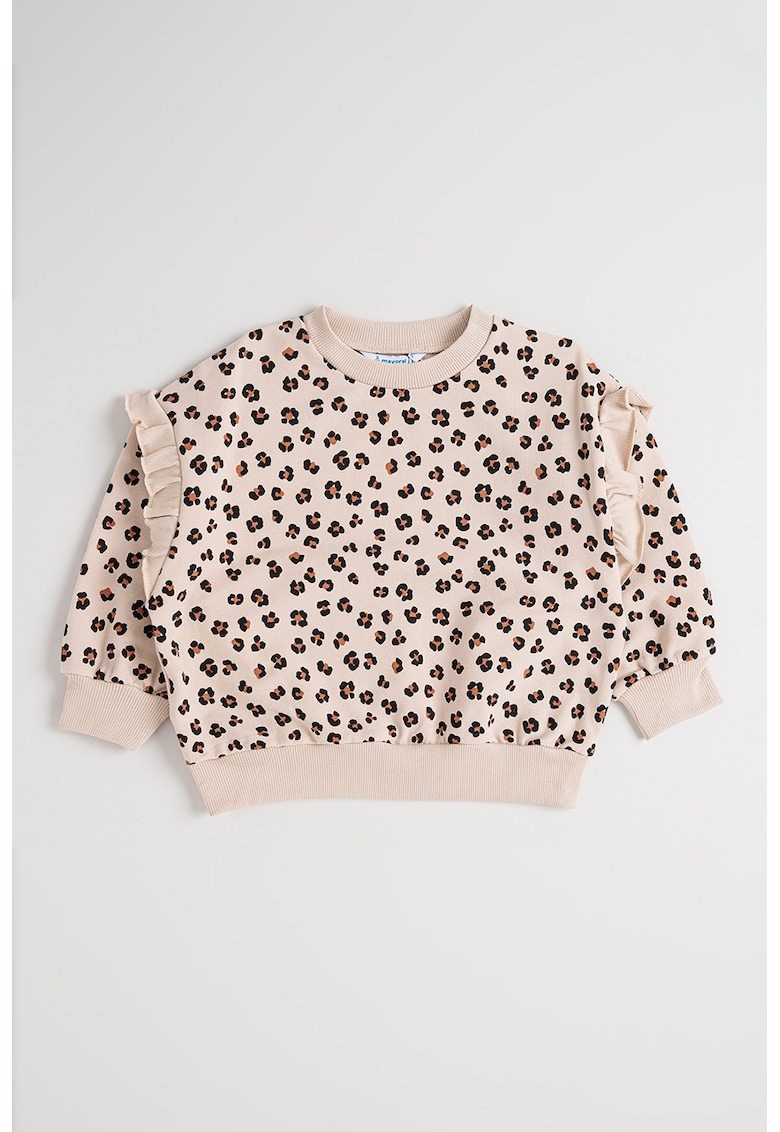 Bluza cu decolteu la baza gatului si animal print