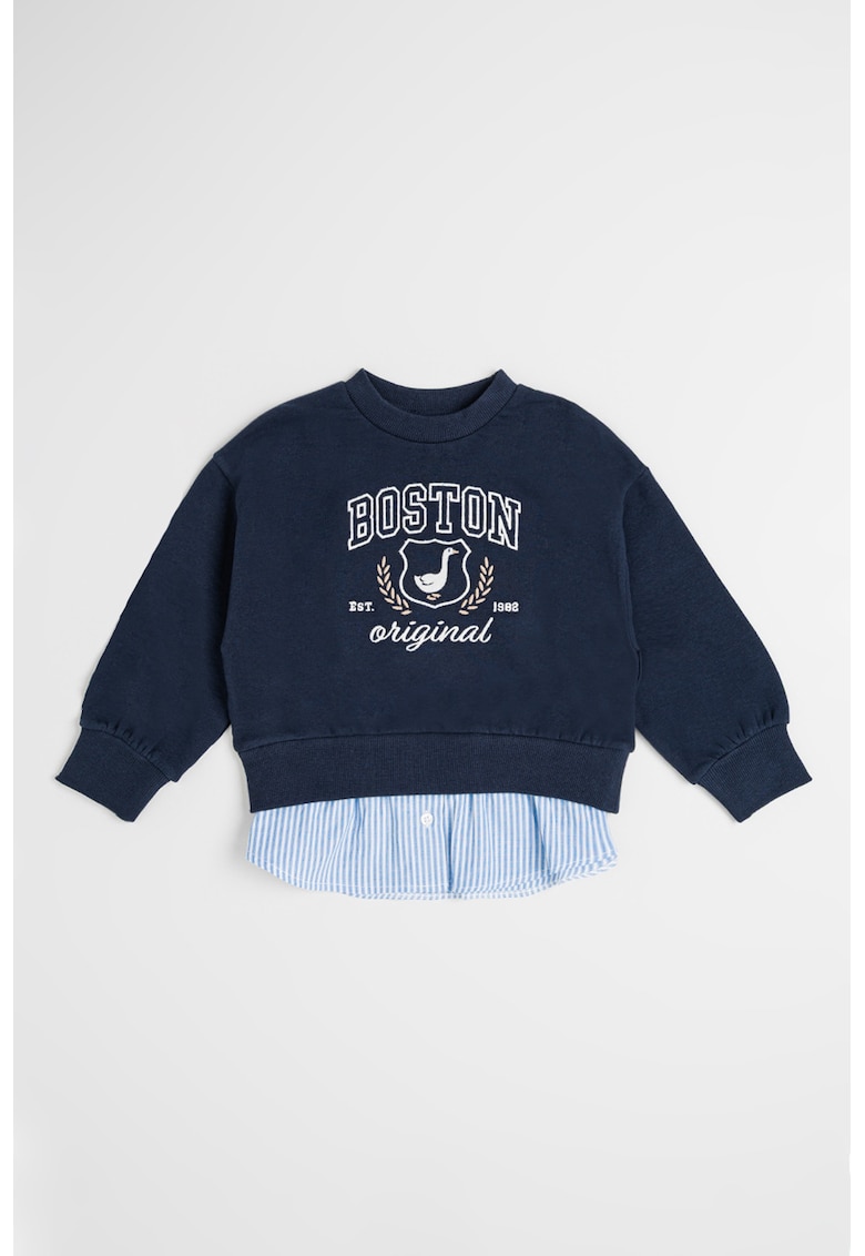 Bluza din amestec de bumbac cu text