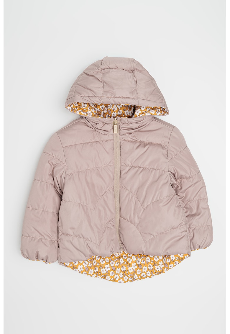 Geaca reversibila cu gluga si model floral