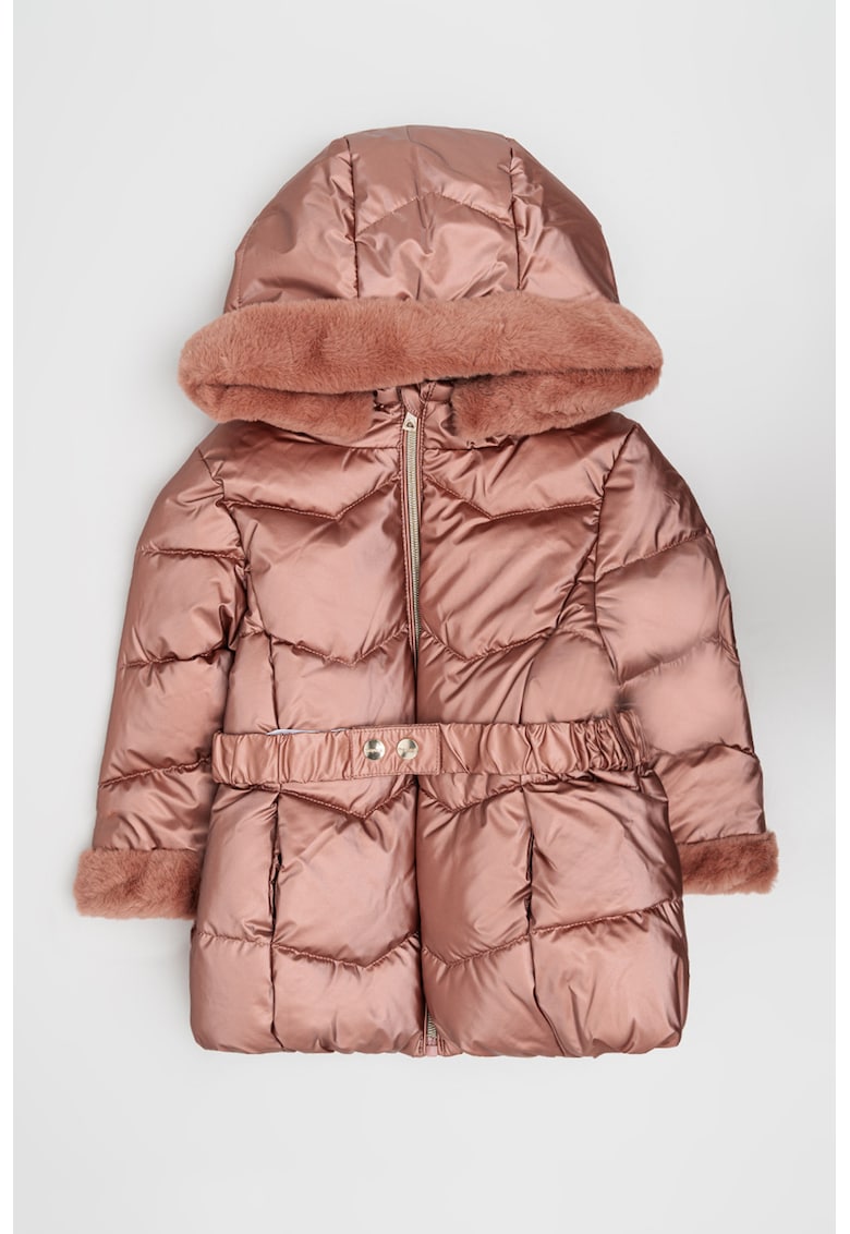 Geaca cu garnituri de blana sintetica si gluga