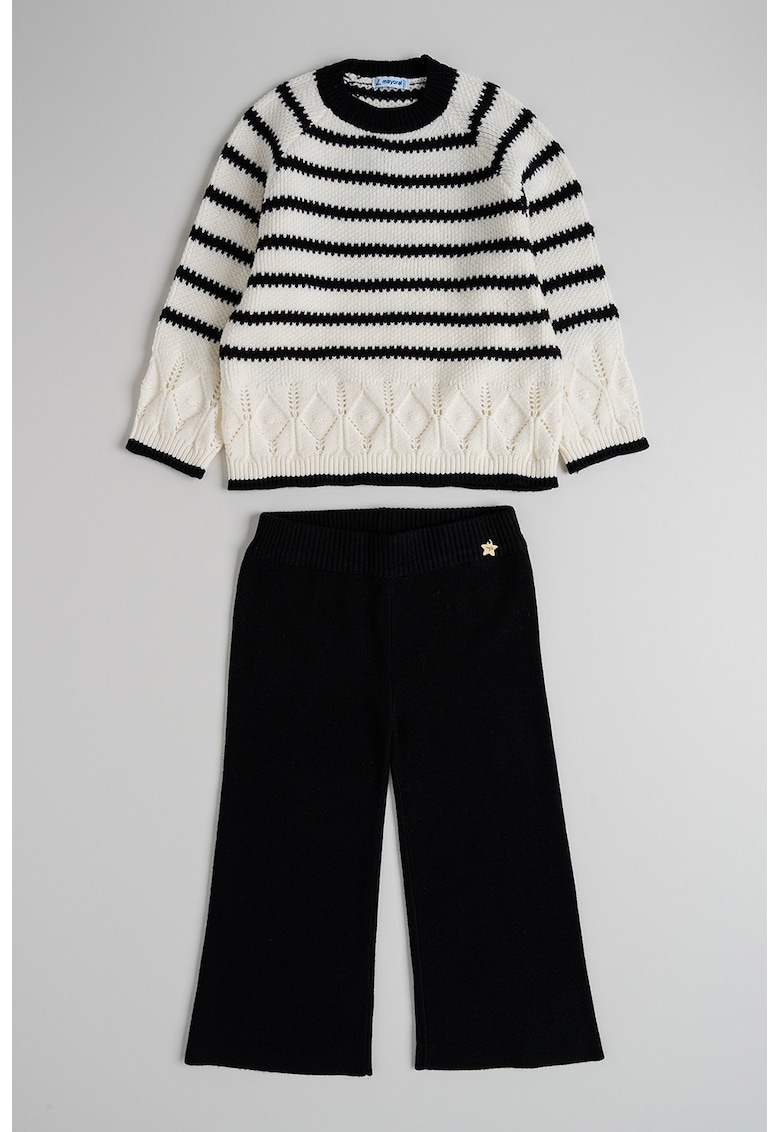 Set de pantaloni lungi si pulover cu model in dungi - 2 piese