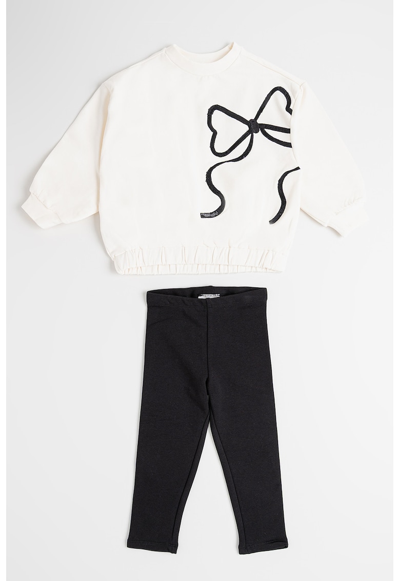 Set de bluza de trening cu imprimeu si colanti - 2 piese
