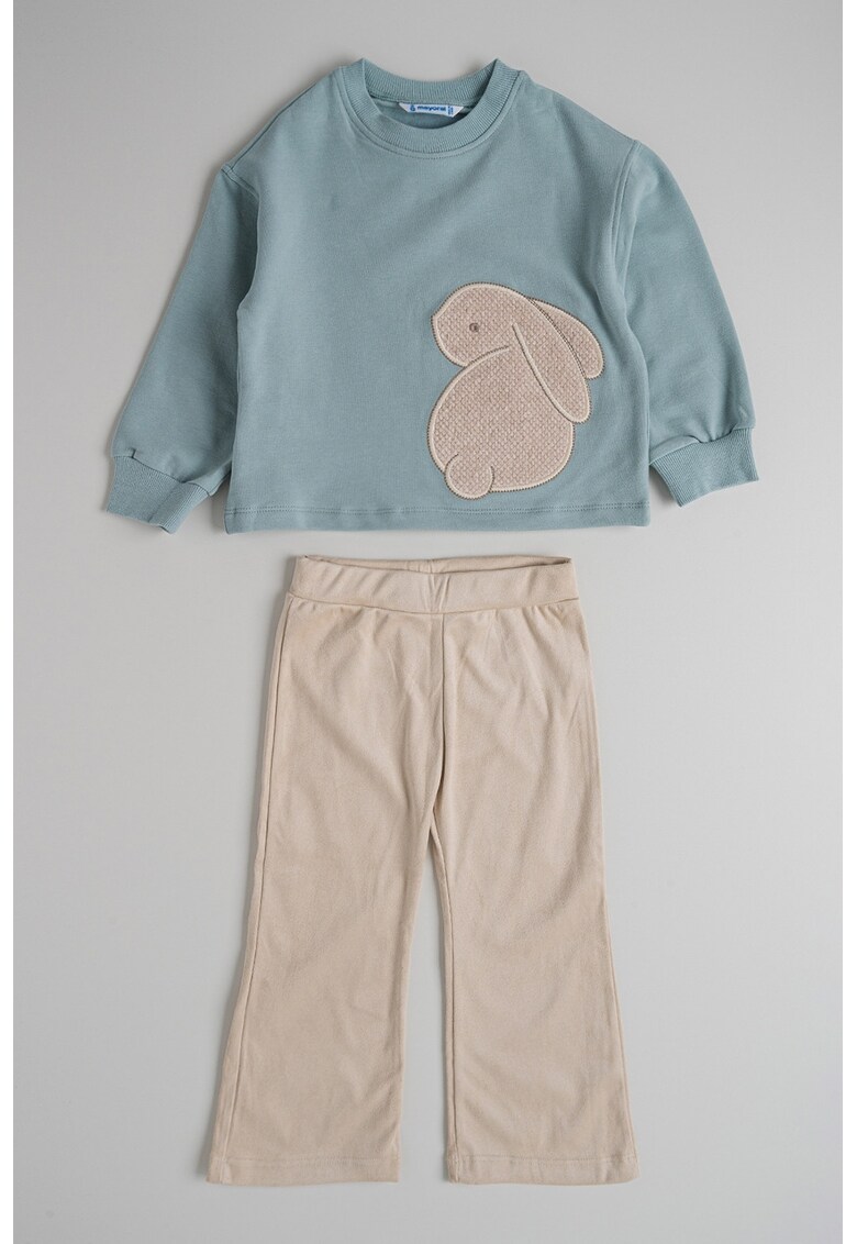 Set de bluza de trening cu iepure brodat si pantaloni - 2 piese
