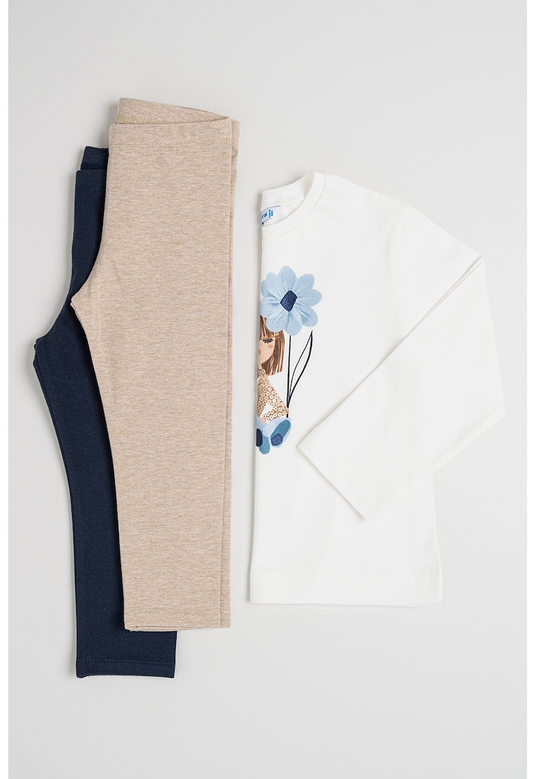 Set de bluza de bumbac si colanti - 3 piese