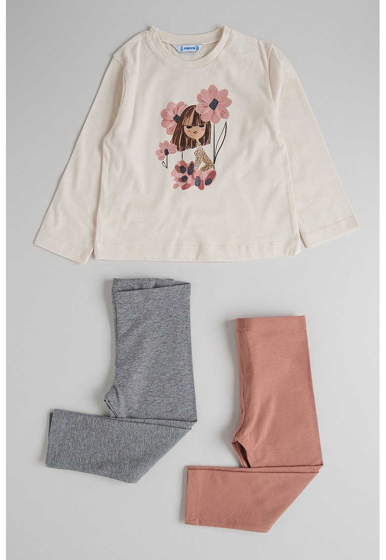 Set de bluza de bumbac si colanti - 3 piese