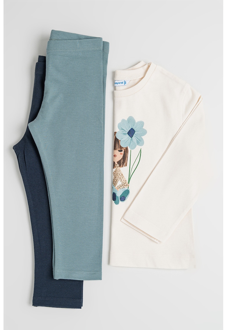 Set de bluza de bumbac si colanti - 3 piese