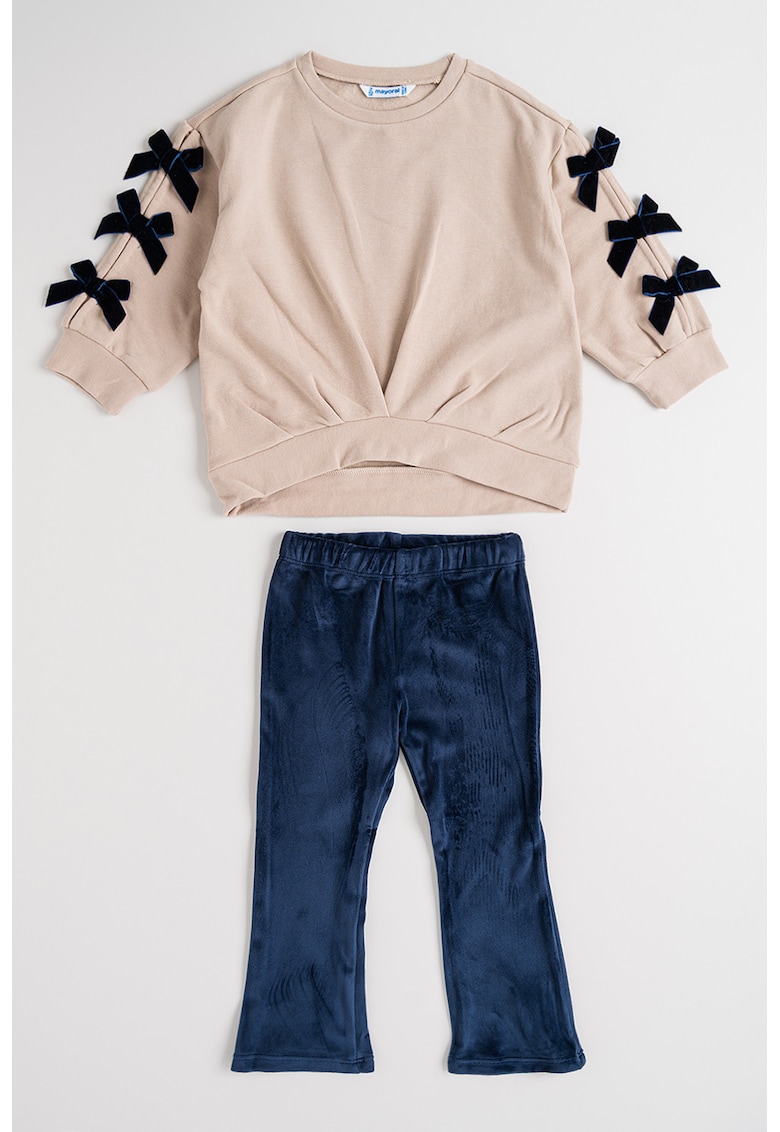 Set de bluza de trening cu funda si pantaloni evazati