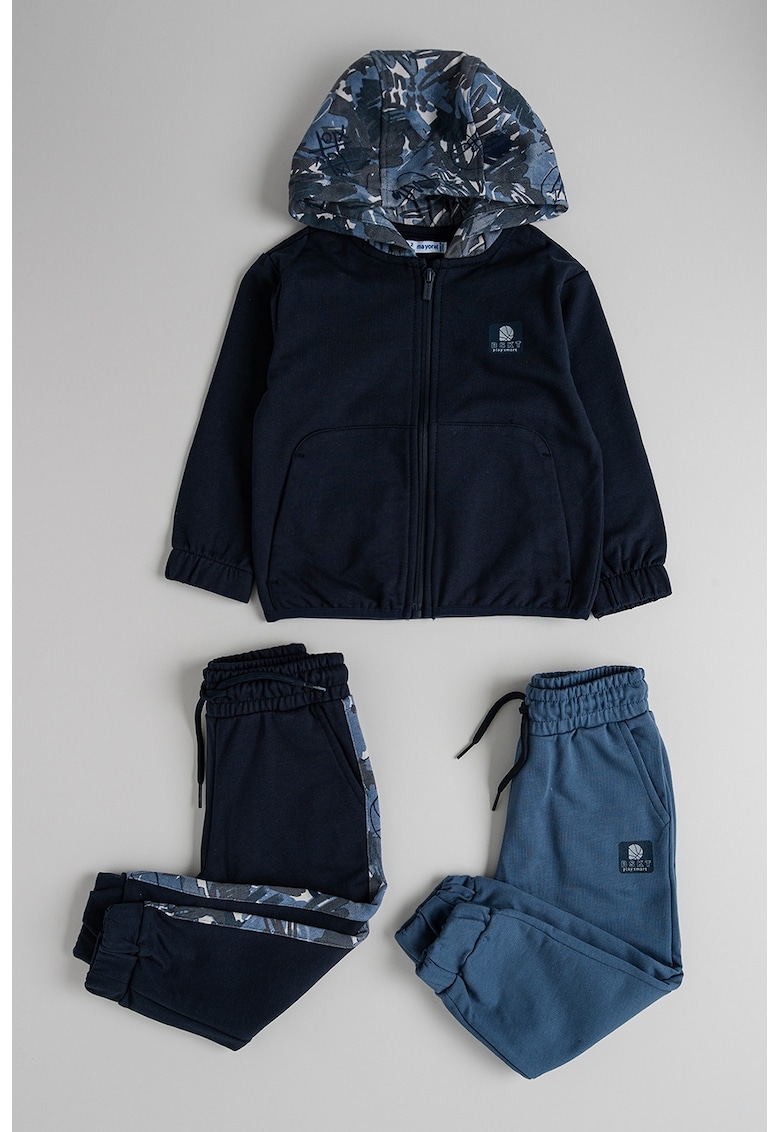 Set de hanorac cu fermoar si pantaloni de trening cu snur de ajustare in talie - 2 piese