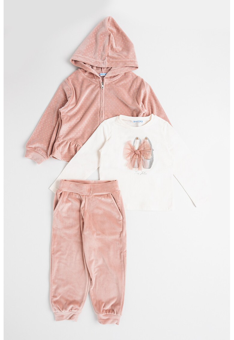 Trening cu bluza cu imprimeu - 3 piese - Roz/Crem