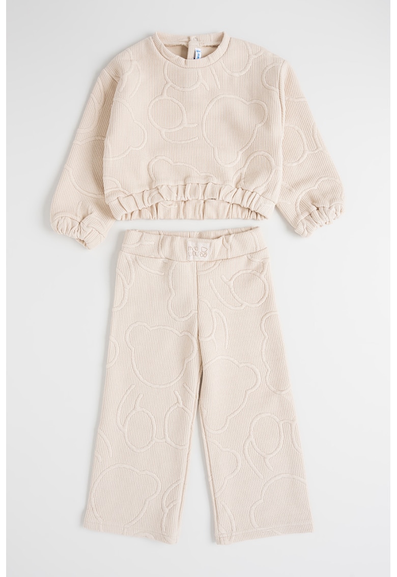 Set de bluza de trening texturata si pantaloni - Bej deschis