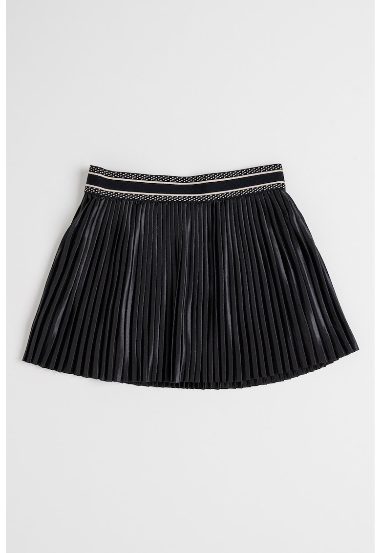 Fusta cu pliuri si talie elastica - Negru