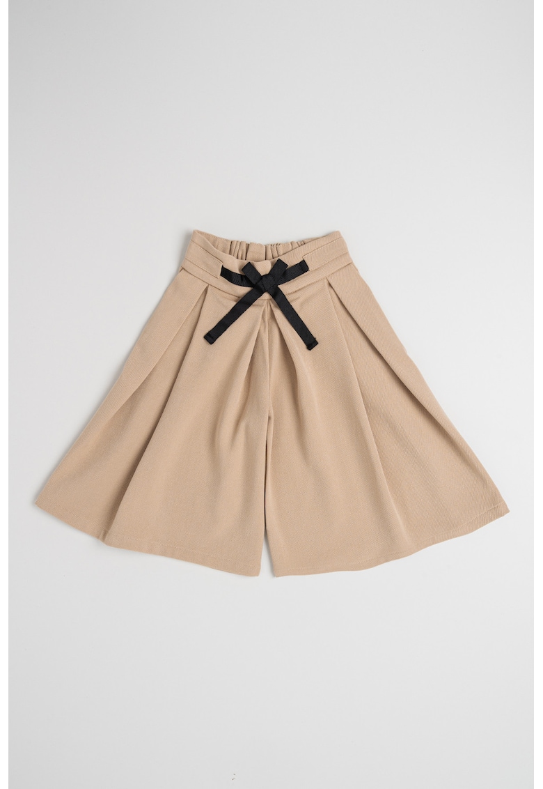 Pantaloni scurti evazati cu talie elastica - Maro nisip