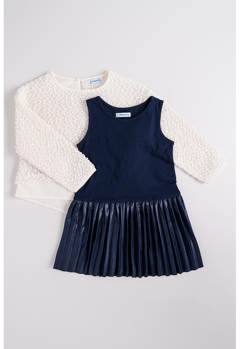 Set de rochie cu pliuri si pulover - 2 piese
