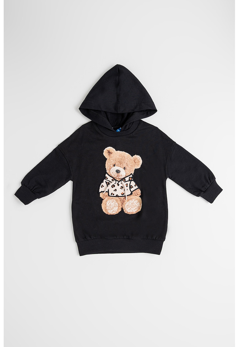 Rochie cu imprimeu grafic si gluga