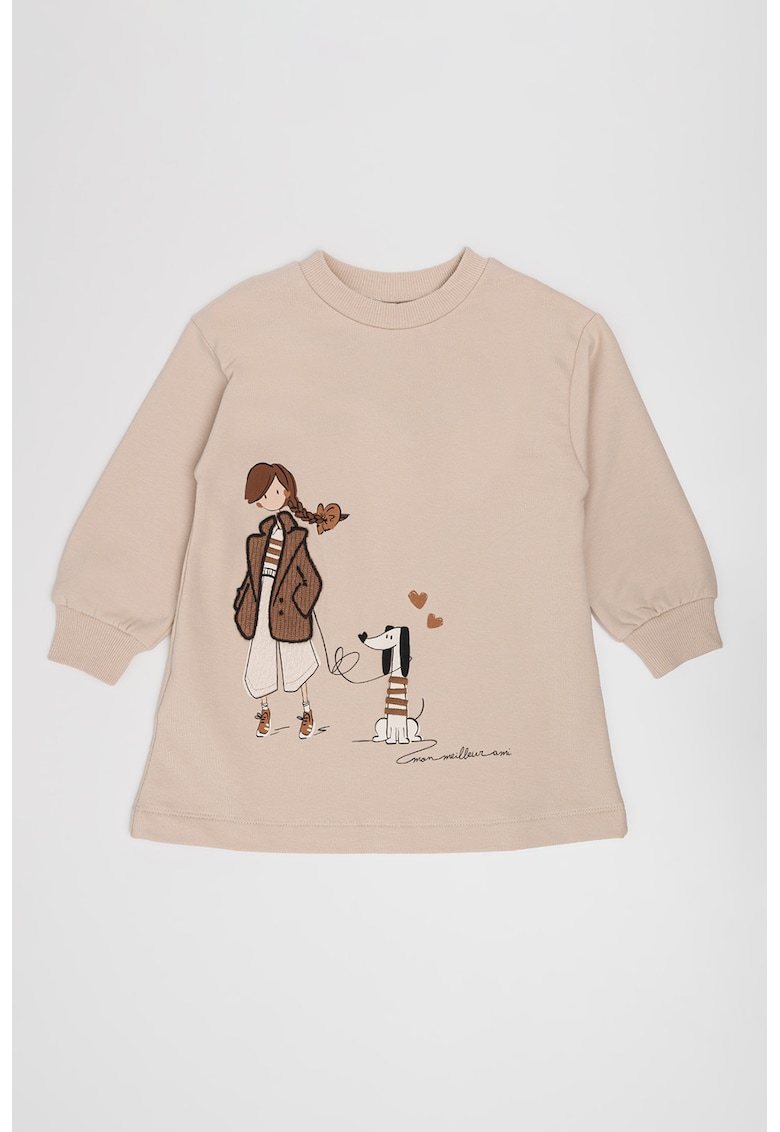 Rochie cu imprimeu si terminatie evazata