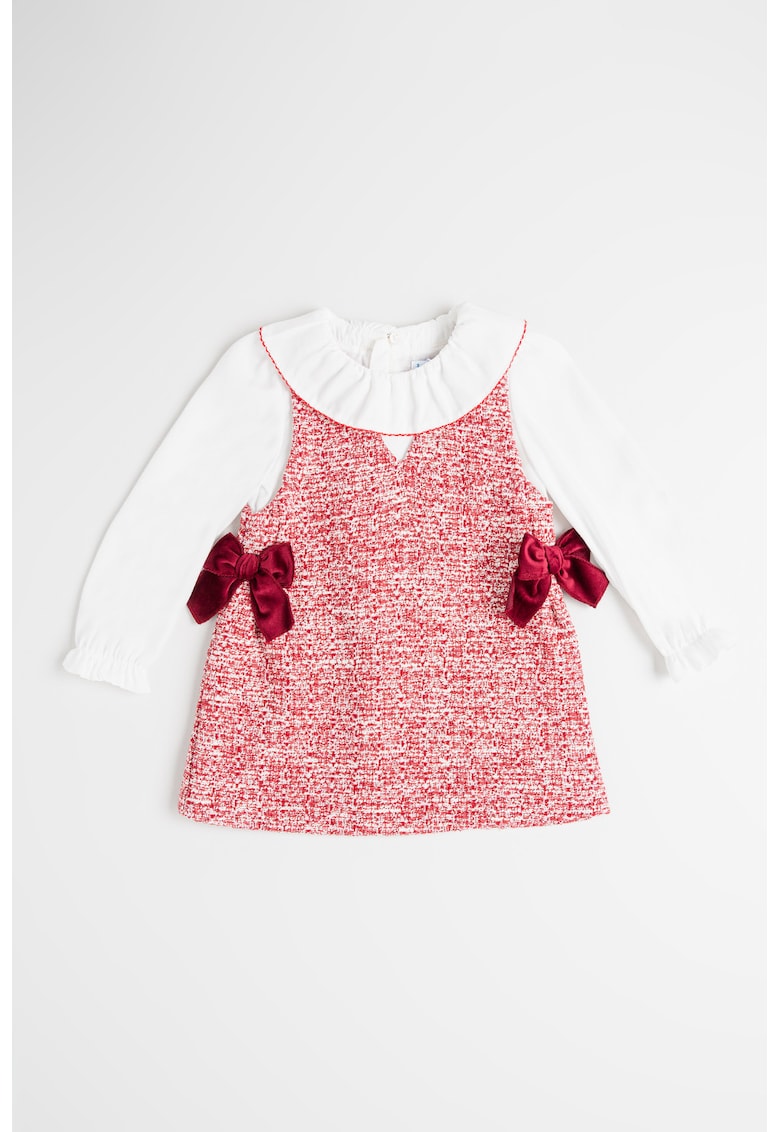 Rochie evazata cu maneci lungi si funda