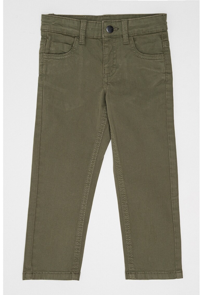 Pantaloni slim fit cu talie medie - Kaki inchis