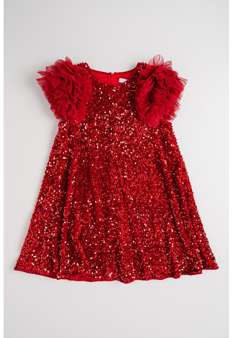 Rochie cu aplicatii cu paiete si volane