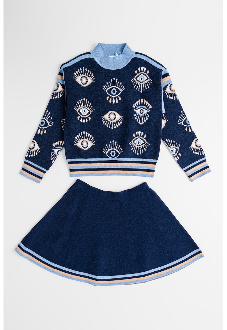 Set de fusta si pulover tricotat fin