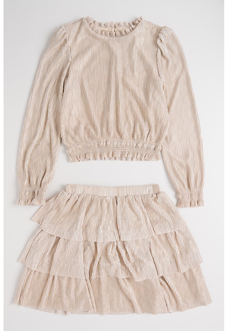 Set de rochie cu pliuri si fusta evazata