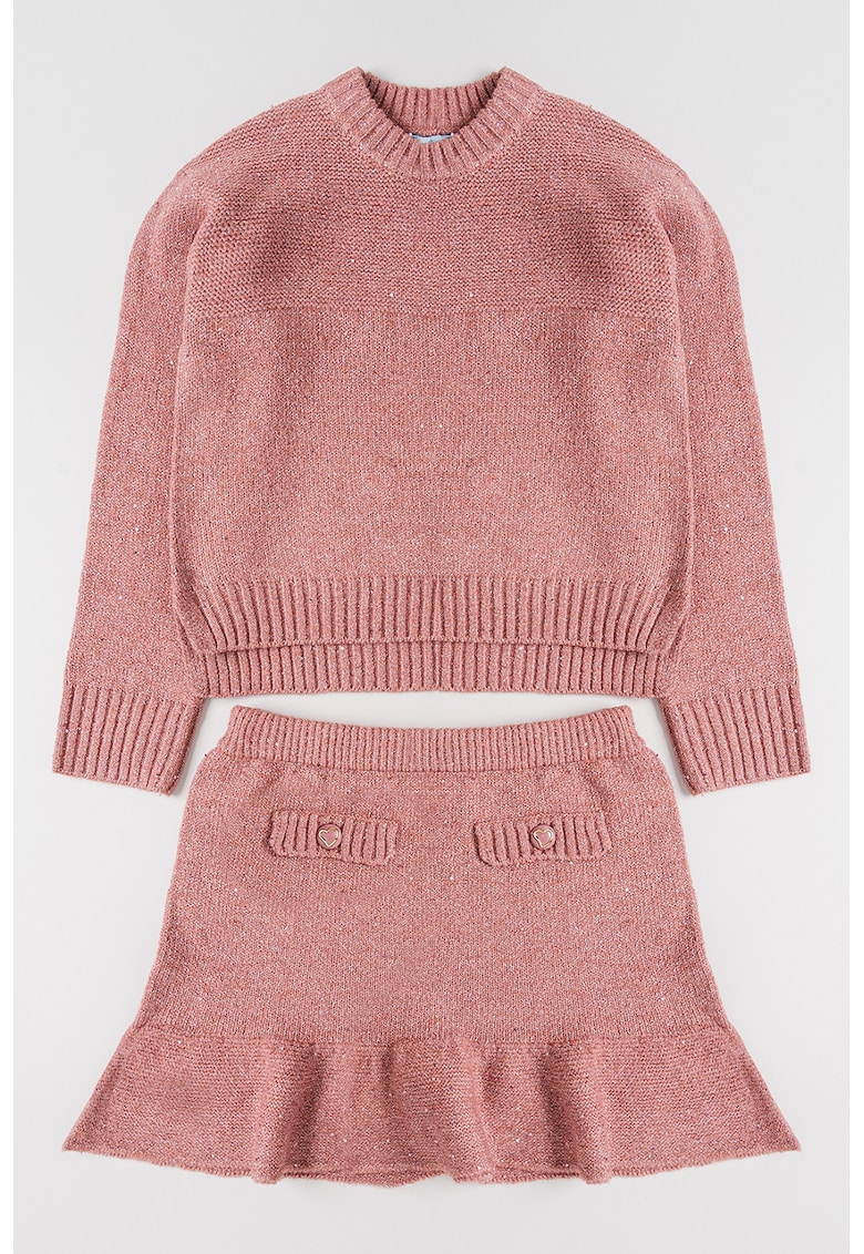 Set de pulover stralucitor si fusta tricotata - 2 piese