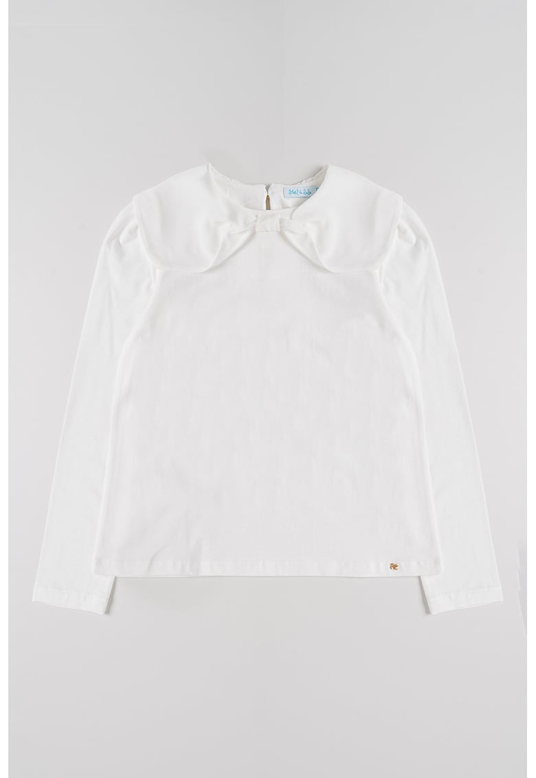 Bluza din amestec de bumbac cu guler in forma de funda