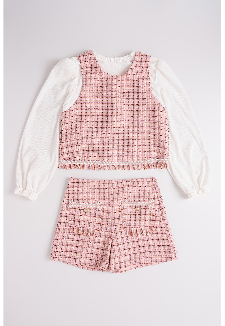 Set de bluza in carouri si pantaloni scurti - 2 piese