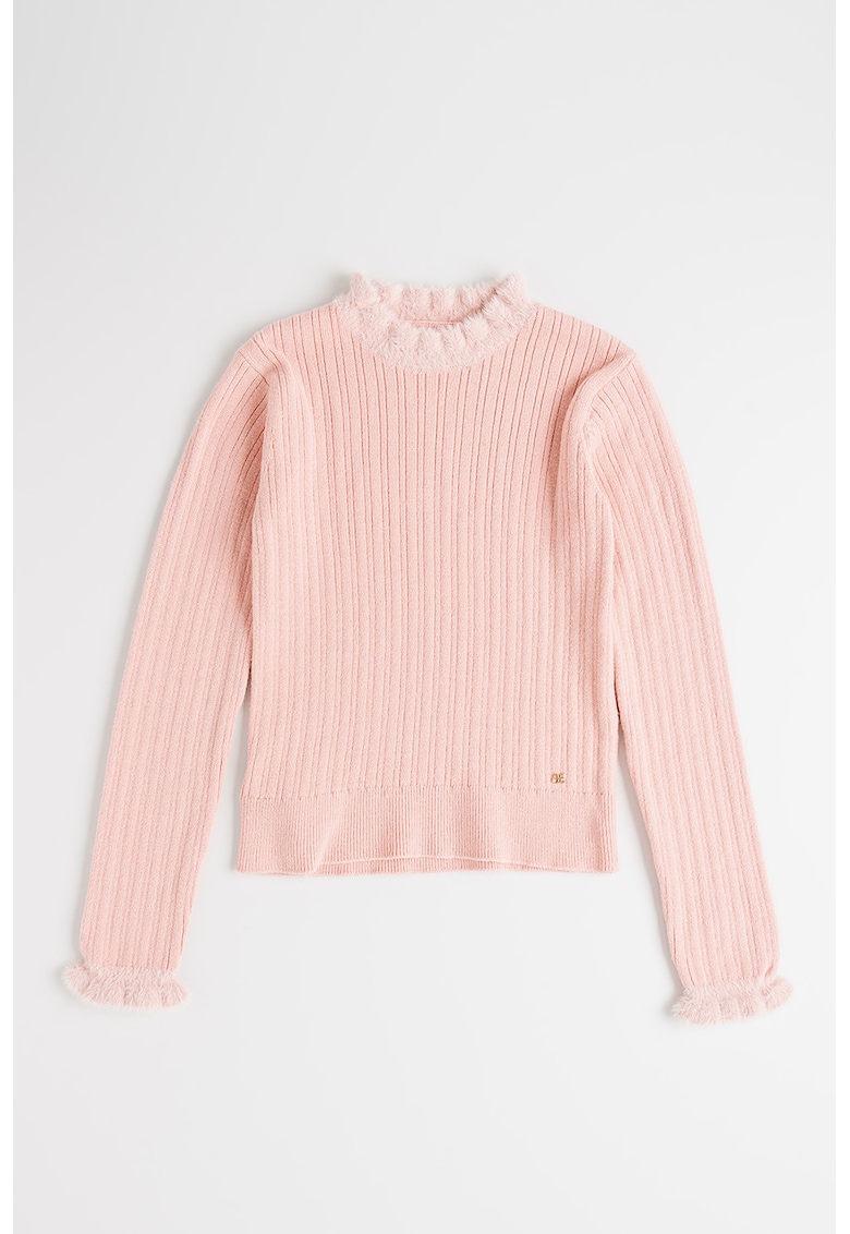 Pulover cu detalii din blana sintetica