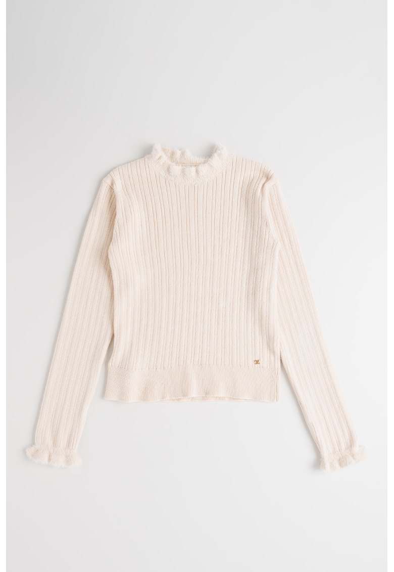 Pulover cu detalii din blana sintetica