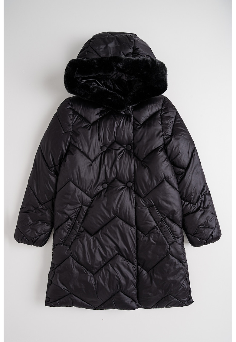 Geaca lunga cu gluga - Negru