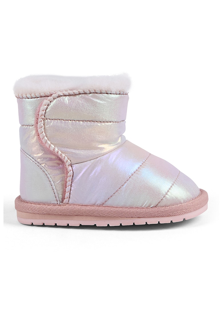 Ghete cu velcro - aspect metalic si captuseala de lana