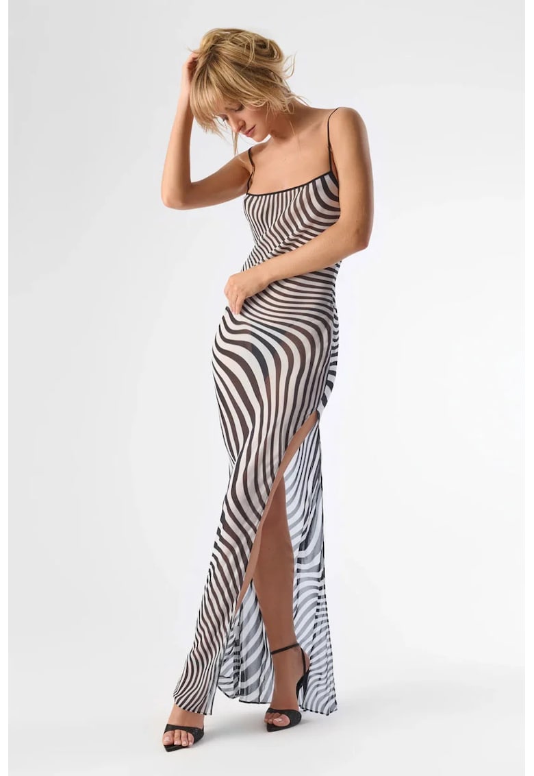 Rochie lungă - transparentă cu print stripes - Rochie lungă - transparentă cu print stripes -