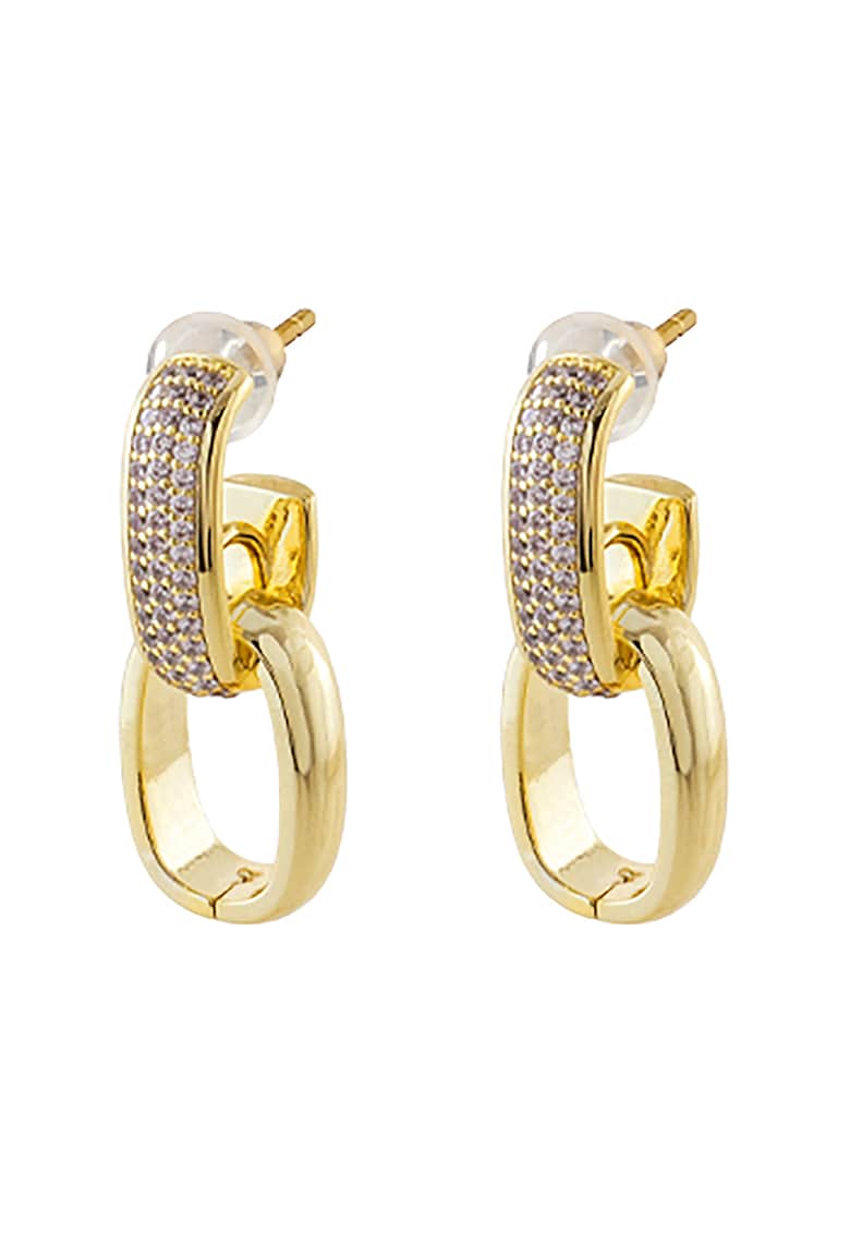 Oxette Cercei placati cu aur de 18K si decorati cu zirconia - Auriu