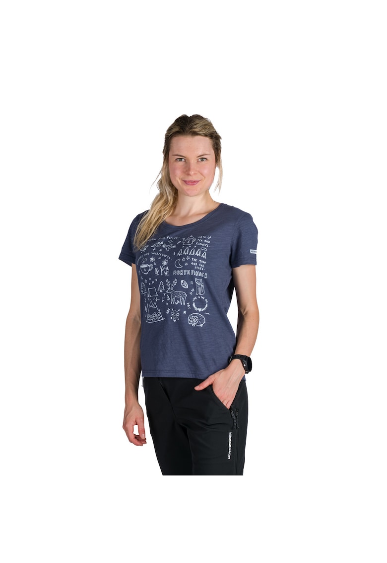 Tricou tehnic outdoor din bumbac organic pentru femei Amie bluenightdwqfs