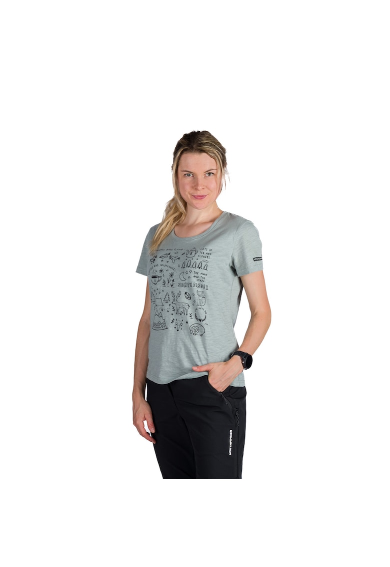 Tricou tehnic outdoor din bumbac organic pentru femei Amie lightgreendwqfxzgf