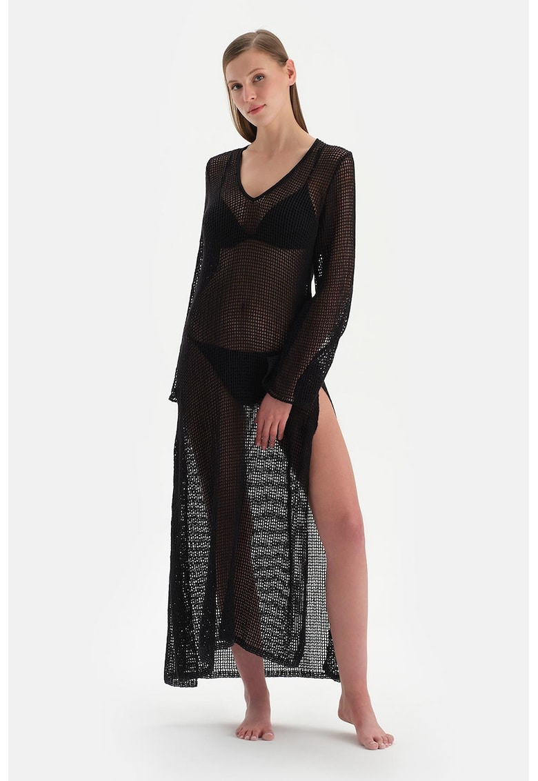 Rochie de plaja cu slituri laterale si perforatii