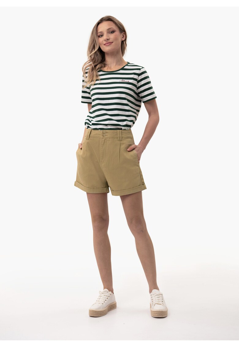 Pantaloni scurti din denim E-Candy pentru femei - bej