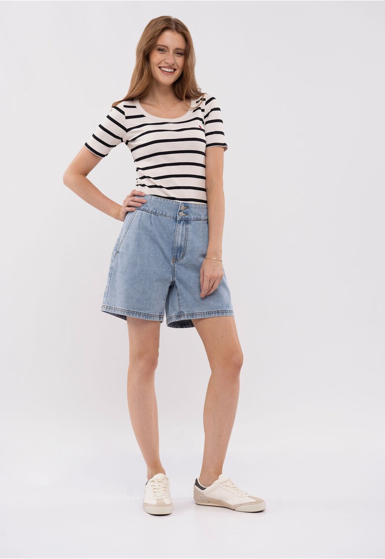 Pantaloni scurti din denim E-Toolsy pentru femei - cu talie inalta