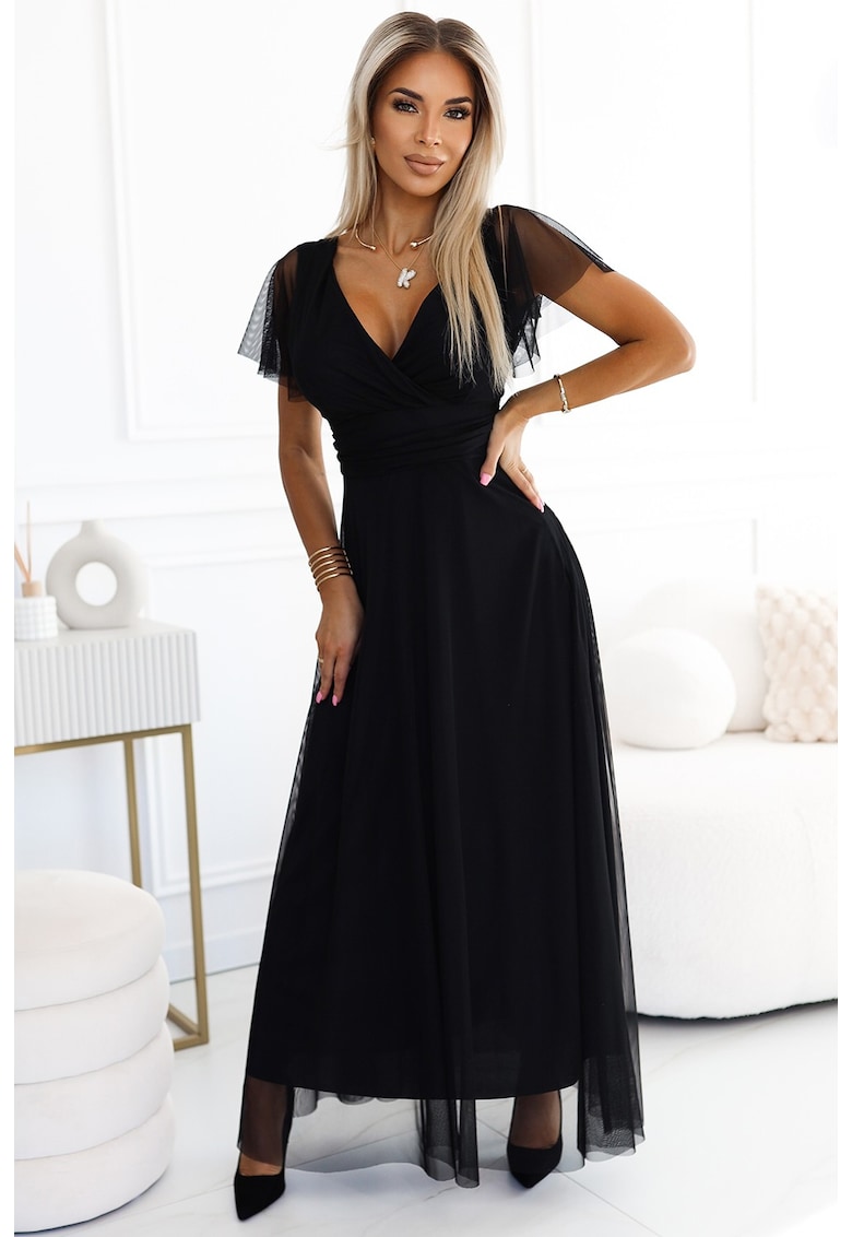 Rochie lunga cu decolteu si maneca scurta -