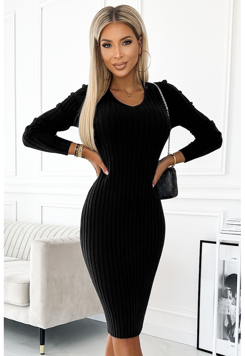 Rochie tricotata tip creion cu decolteu in V -