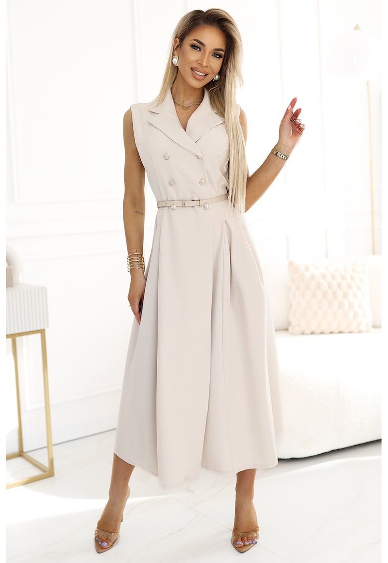 Rochie camasa cu nasturi aurii si curea -