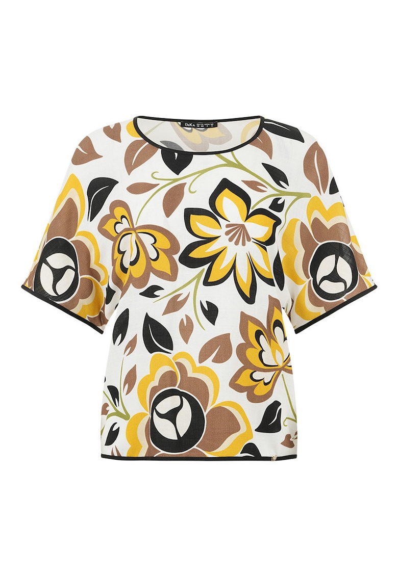 Bluza din viscoza cu maneci medii si imprimeu floral