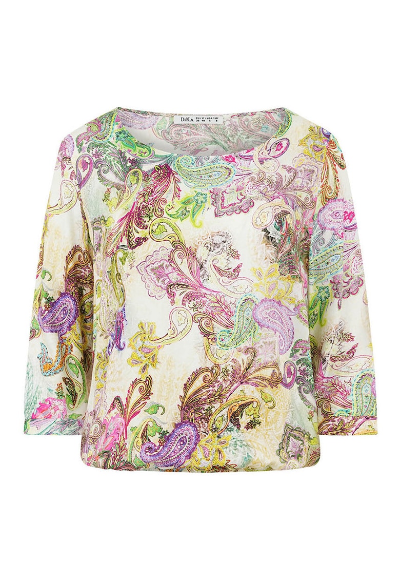Bluza cu maneci 7/8 si imprimeu Paisley - L
