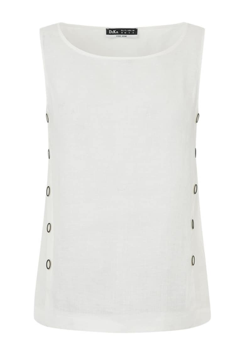 Bluza alba fara maneci din canepa
