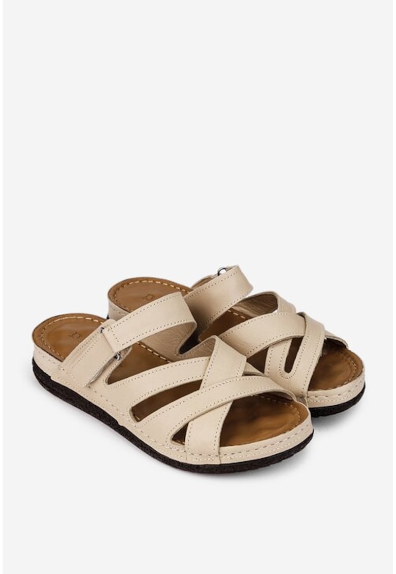 Sandale papuc dama piele bej - Bej