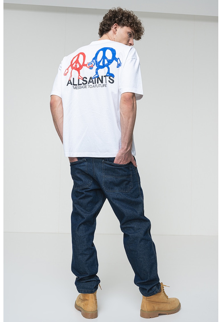 Tricou supradimensionat din bumbac organic cu imprimeu pe partea din spate Bedfellow