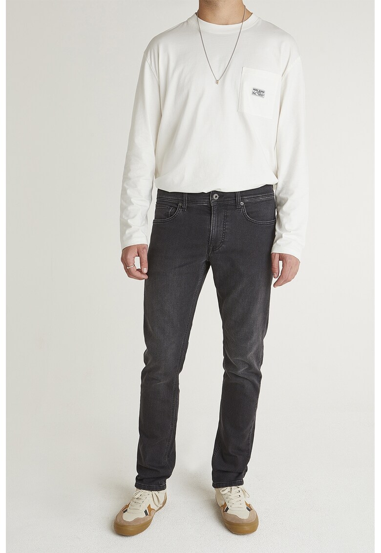 Blugi slim fit cu model uni - Gri antracit